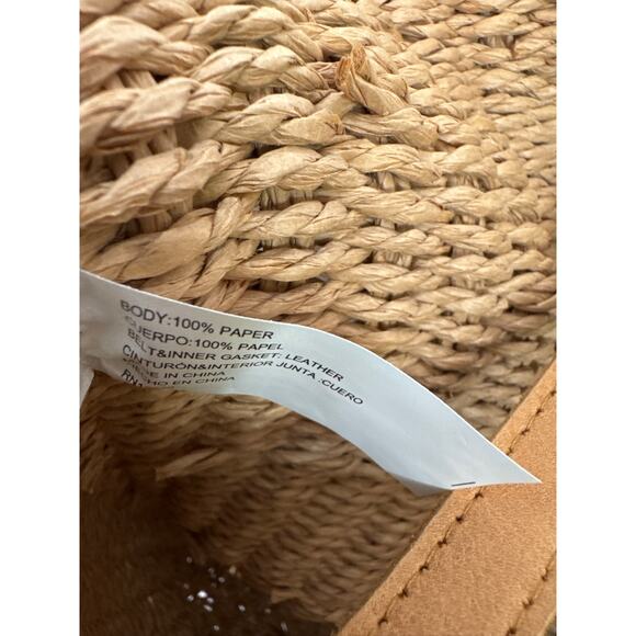 Boho Woven Pater Tote Bag Backpack with Leather Straps -One Size - Picture 4 of 7